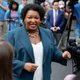 Democratic gubernatorial candidate Stacey Abrams speaks to the media during a press conference at the Israel Baptist Church as voters head to the polls during the Georgia primary on May 24, 2022, in Atlanta, Georgia.